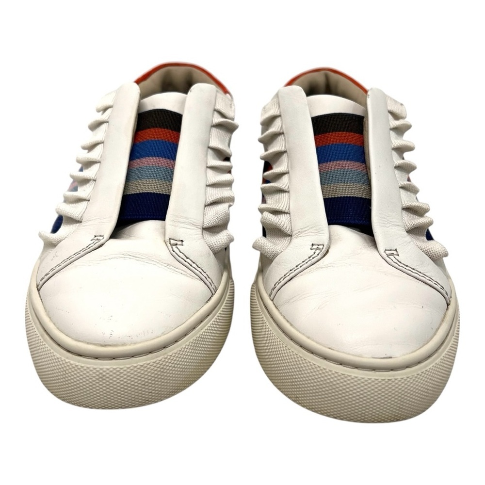 Tory Burch Sport Ruffle White Leather Stripes Sneakers Women’s 6.5 - Picture 3 of 12